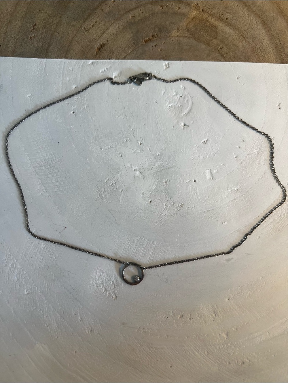 Sterling Silver Circle Pendant Necklace - Silver